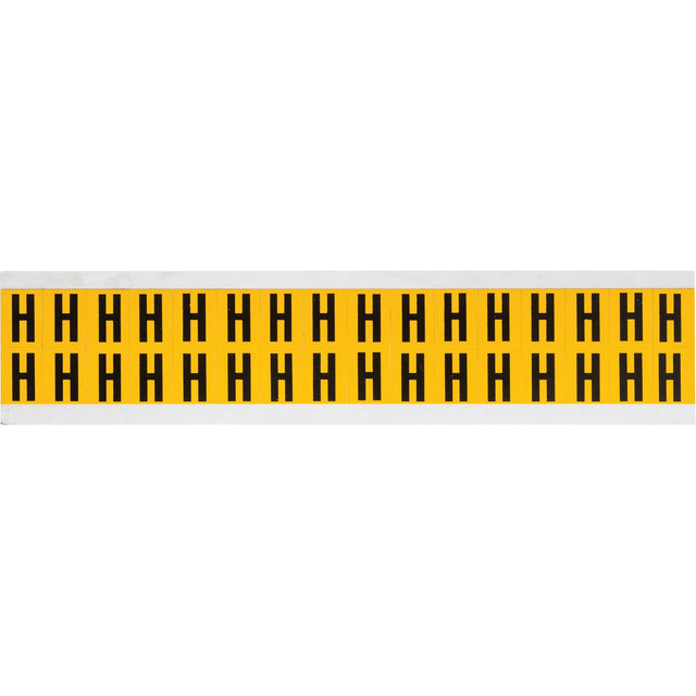 Individual Number and Letter Labels, H, 5/8" H, Black on Yellow