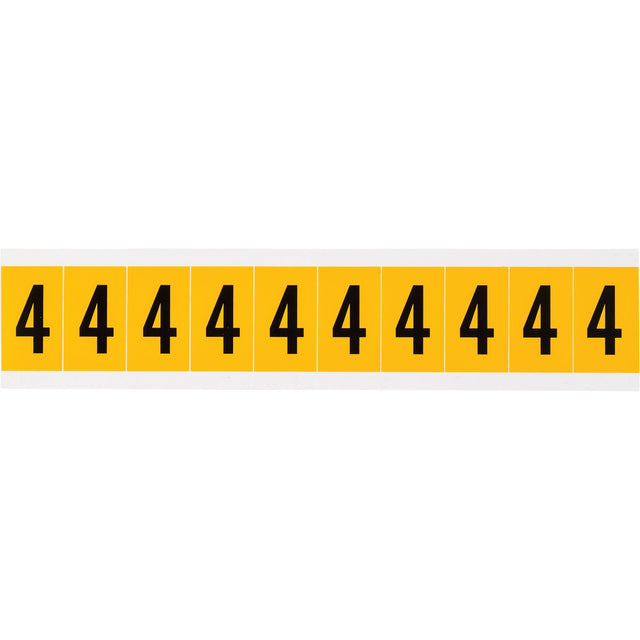Individual Number and Letter Labels, 4, 1" H, Black on Yellow