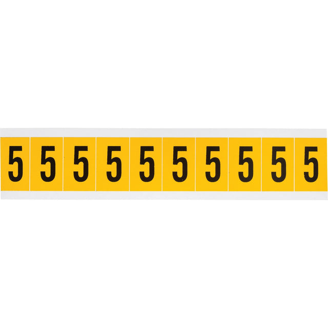 Individual Number and Letter Labels, 5, 1" H, Black on Yellow