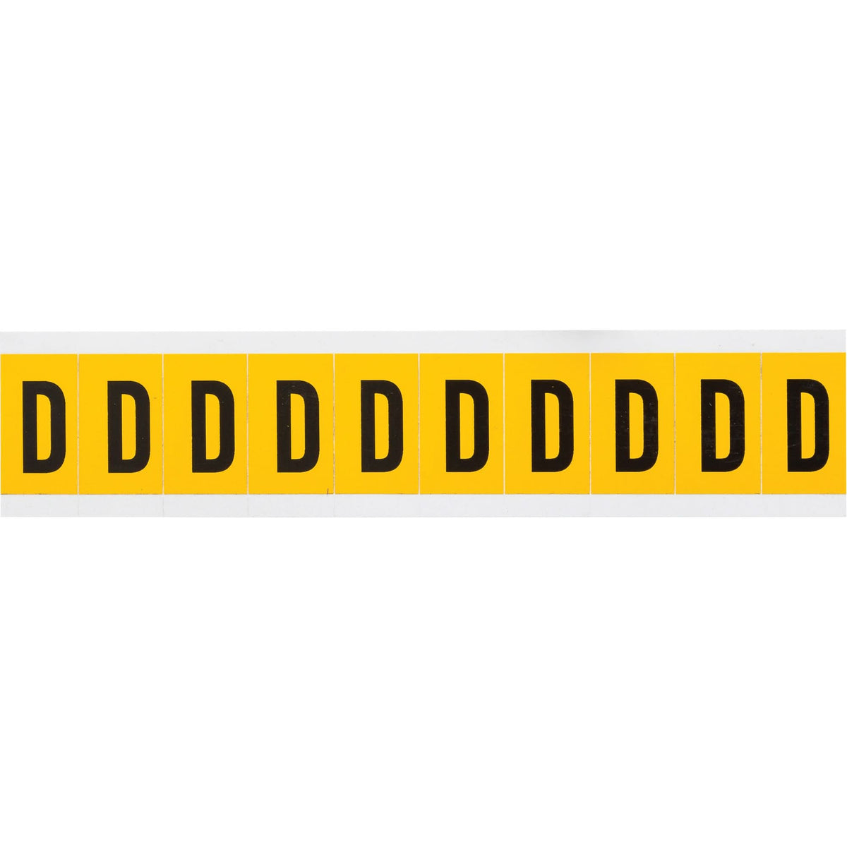 Individual Number and Letter Labels, D, 1" H, Black on Yellow