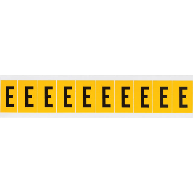 Individual Number and Letter Labels, E, 1" H, Black on Yellow