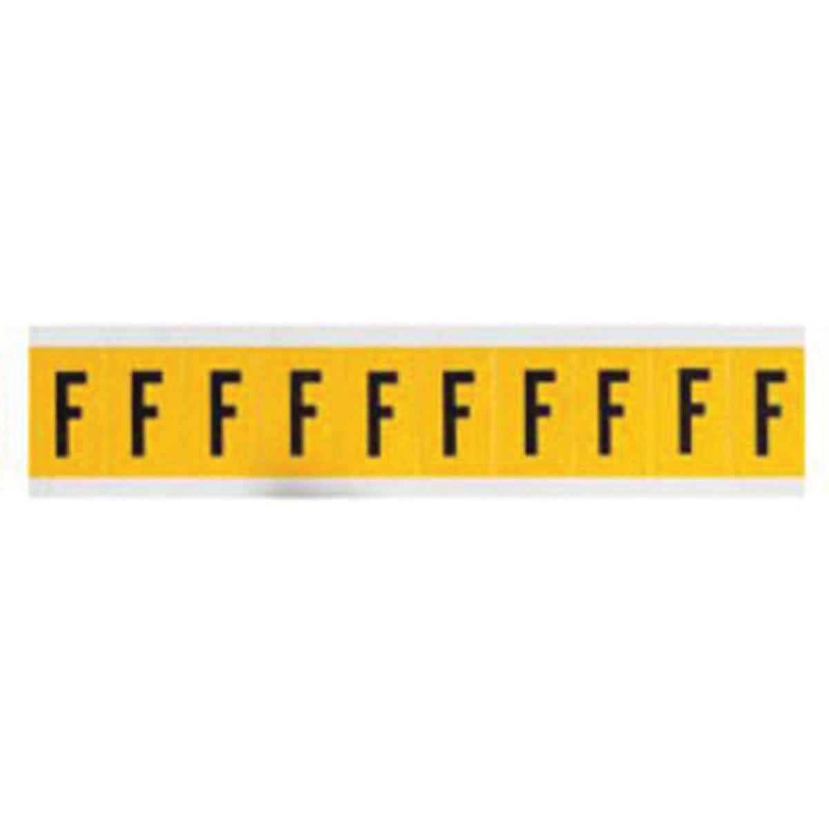Individual Number and Letter Labels, F, 1" H, Black on Yellow