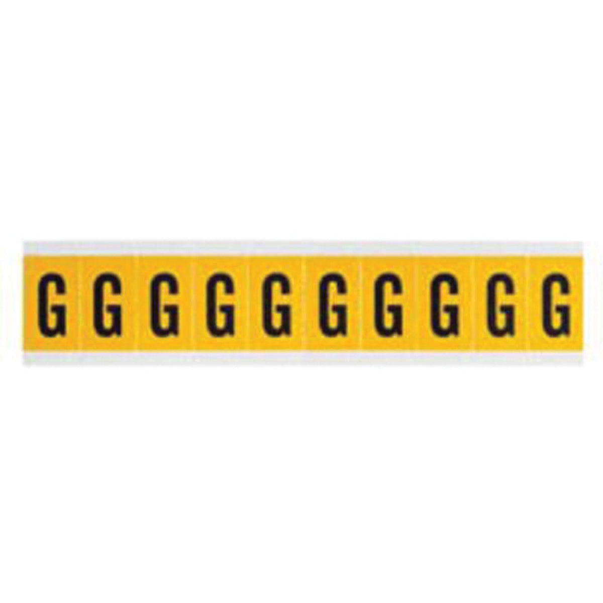 Individual Number and Letter Labels, G, 1" H, Black on Yellow