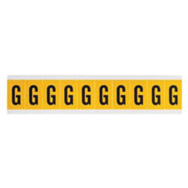 Individual Number and Letter Labels, G, 1" H, Black on Yellow