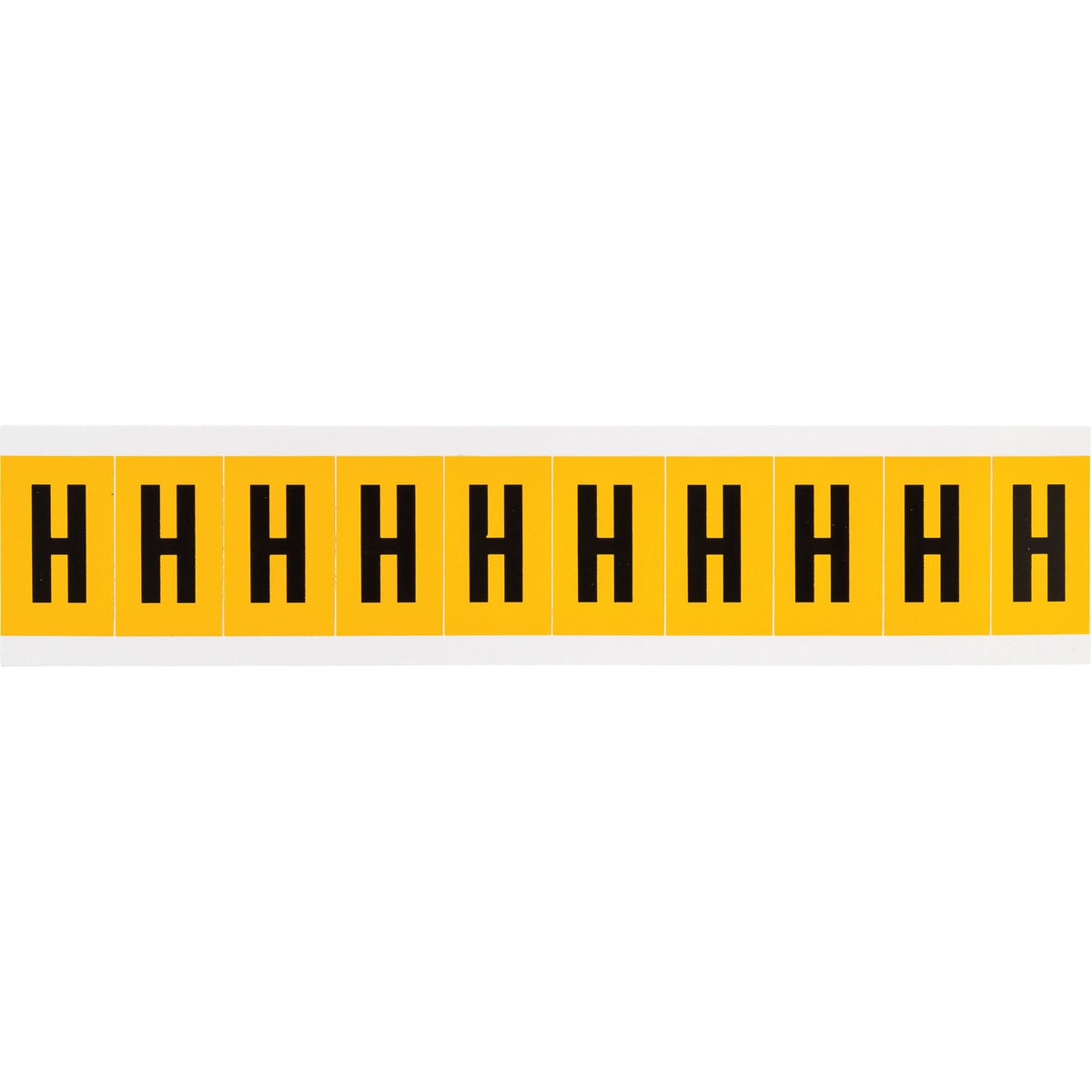 Individual Number and Letter Labels, H, 1" H, Black on Yellow