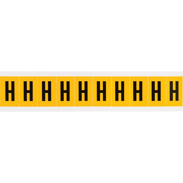 Individual Number and Letter Labels, H, 1" H, Black on Yellow