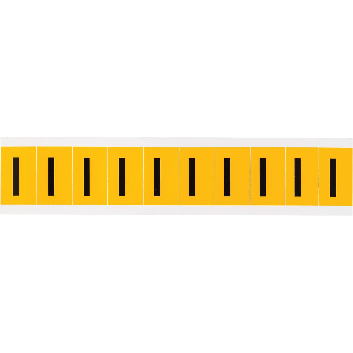 Individual Number and Letter Labels, I, 1" H, Black on Yellow