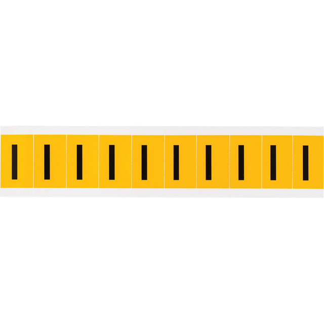 Individual Number and Letter Labels, I, 1" H, Black on Yellow