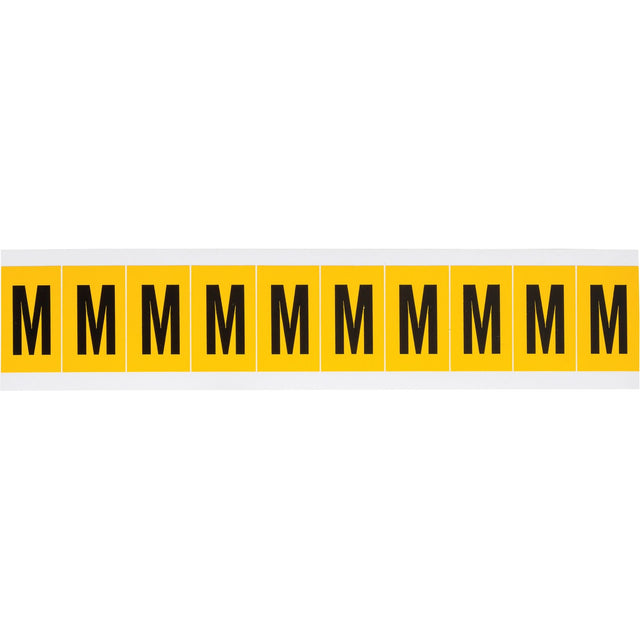 Individual Number & Letter Labels, M, 1" H, Black on Yellow