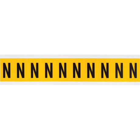 Individual Number & Letter Labels, N, 1" H, Black on Yellow