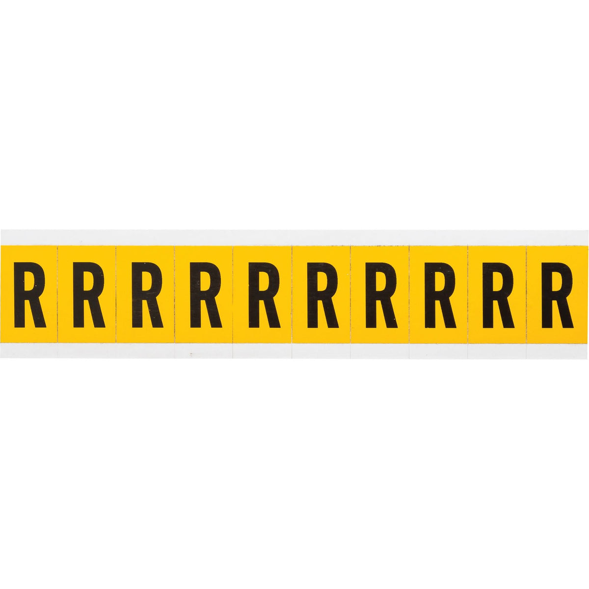 Individual Number & Letter Labels, R, 1" H, Black on Yellow