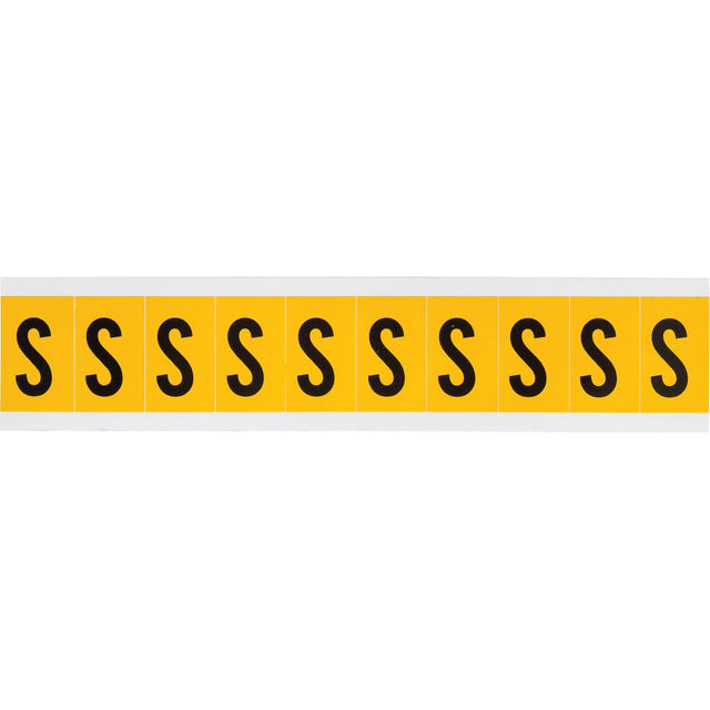 Individual Number & Letter Labels, S, 1" H, Black on Yellow
