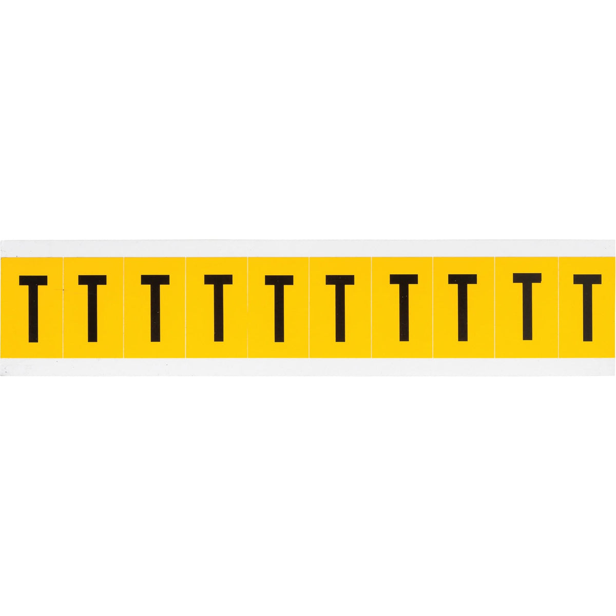 Individual Number & Letter Labels, T, 1" H, Black on Yellow