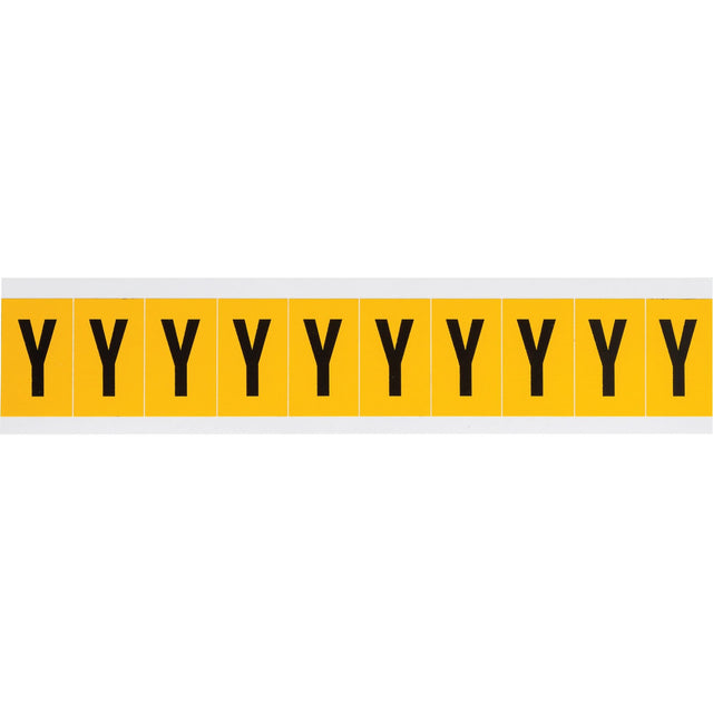 Individual Number & Letter Labels, Y, 1" H, Black on Yellow