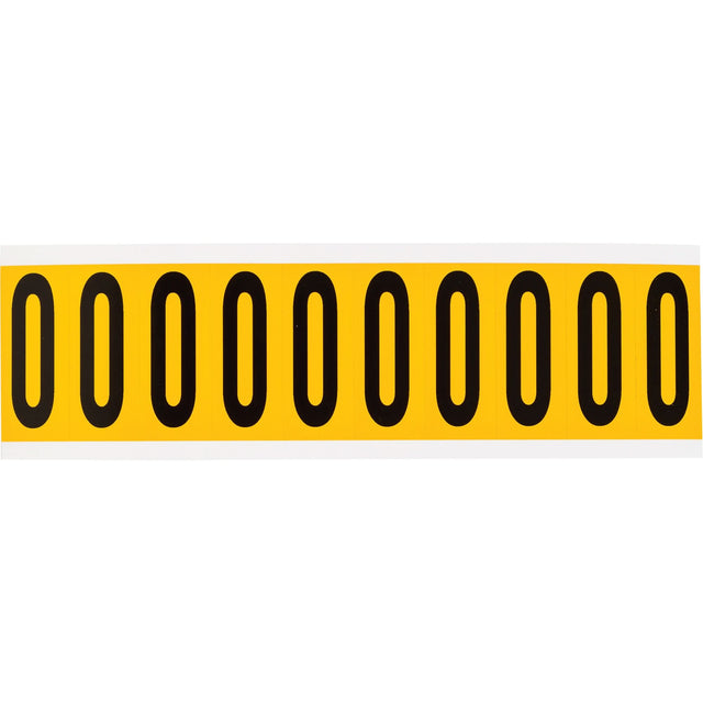 Individual Number and Letter Labels, 0, 2" H, Black on Yellow