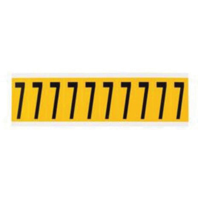 Individual Number and Letter Label, 7, 2" H, Black on Yellow
