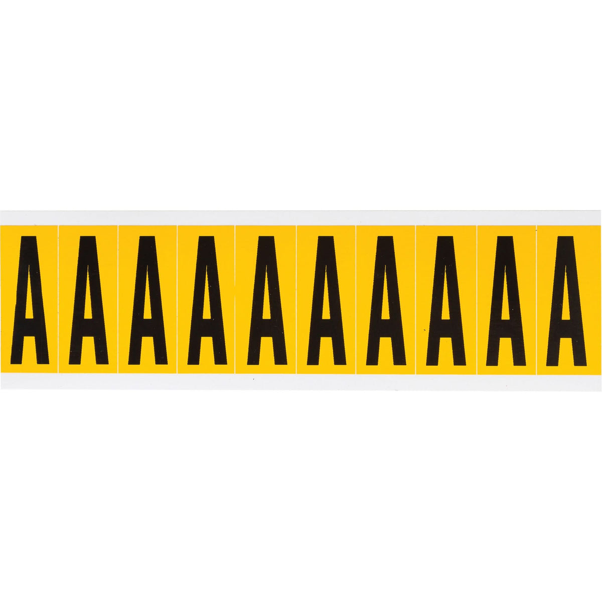 Individual Number and Letter Labels, A, 2" H, Black on Yellow