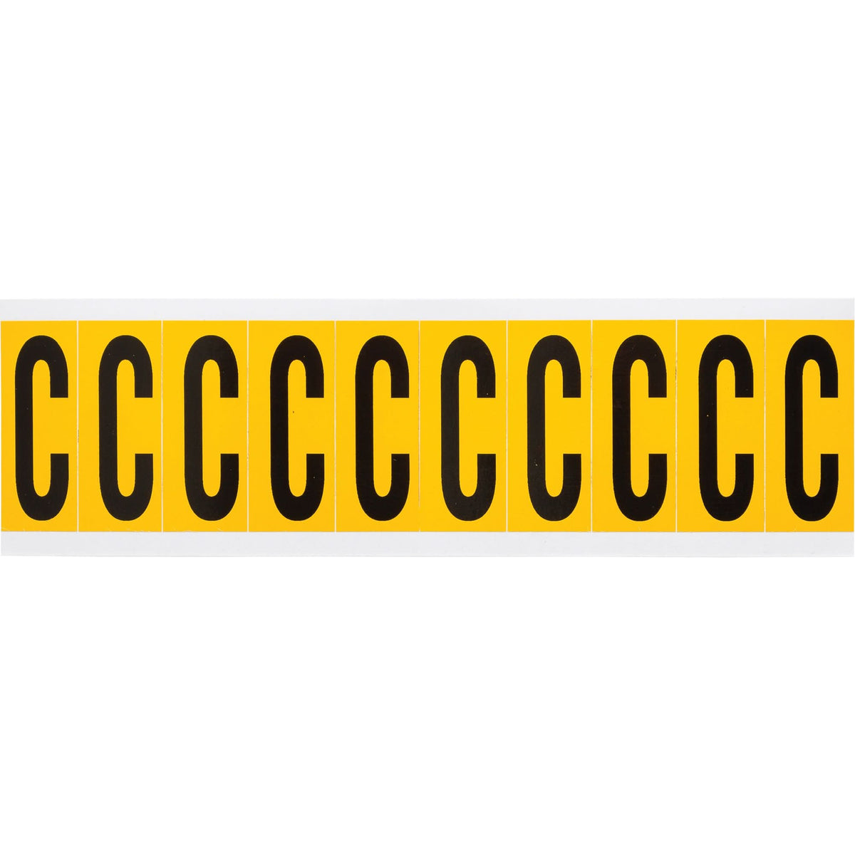 Individual Number and Letter Labels, C, 2" H, Black on Yellow