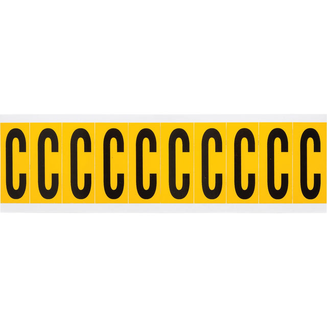 Individual Number and Letter Labels, C, 2" H, Black on Yellow