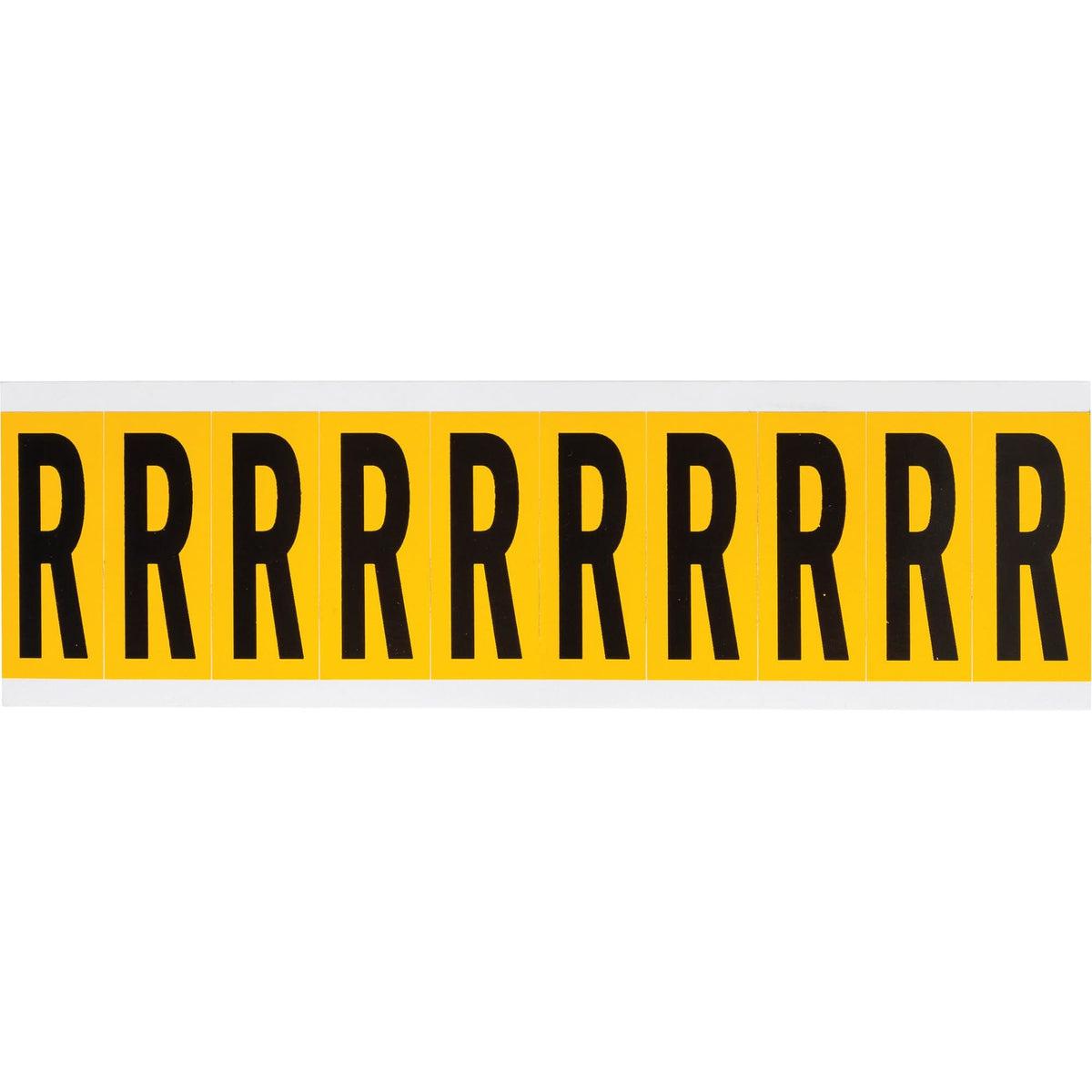 Individual Number & Letter Labels, R, 2" H, Black on Yellow