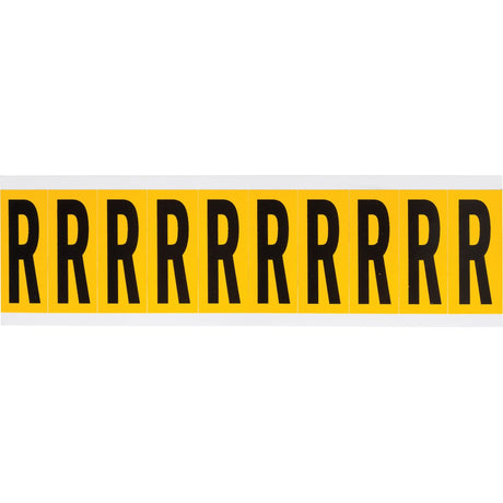Individual Number & Letter Labels, R, 2" H, Black on Yellow