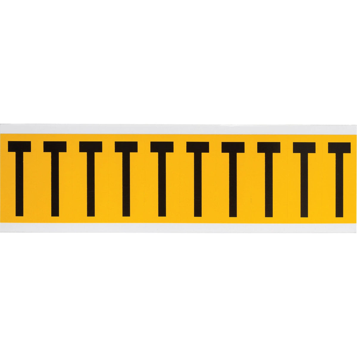 Individual Number & Letter Labels, T, 2" H, Black on Yellow