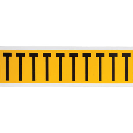 Individual Number & Letter Labels, T, 2" H, Black on Yellow