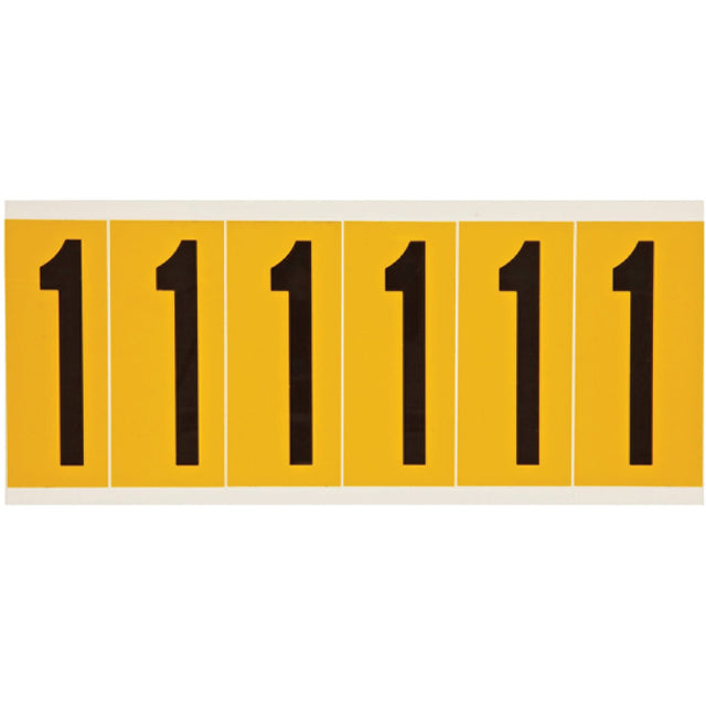 Individual Number and Letter Labels, 1, 3" H, Black on Yellow