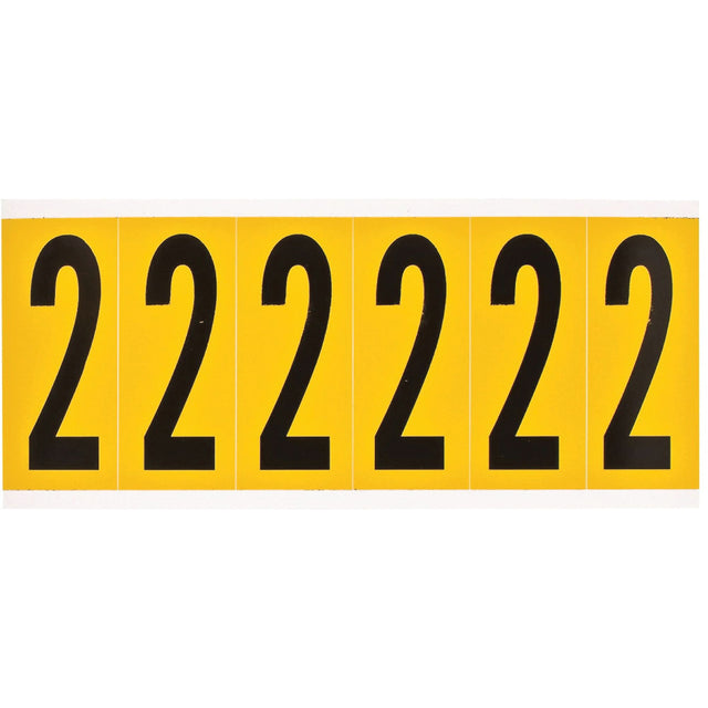 Individual Number and Letter Labels, 2, 3" H, Black on Yellow