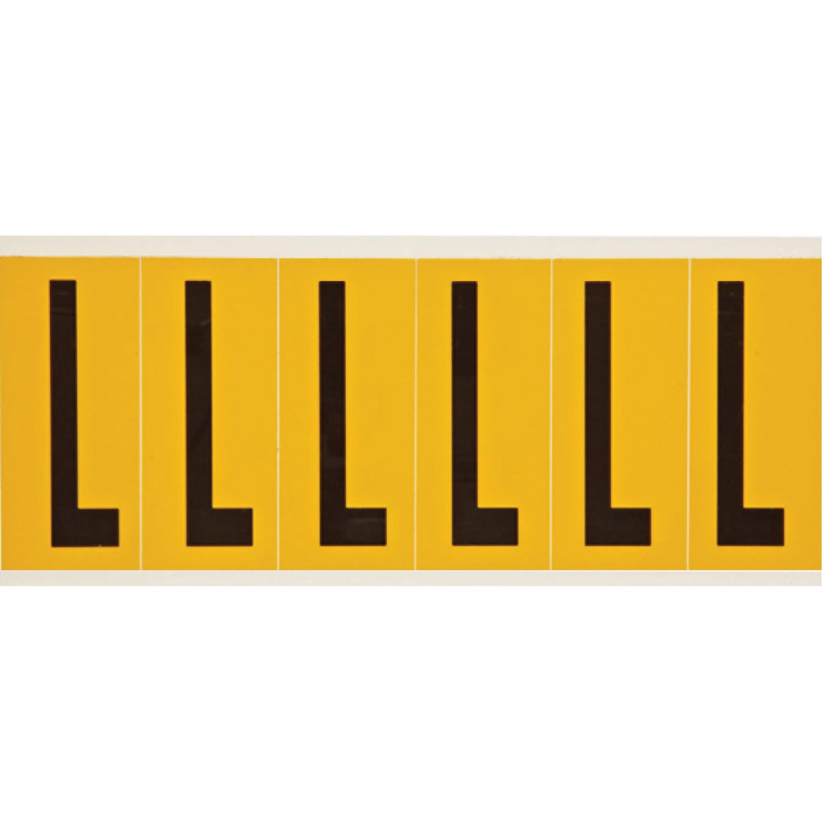 Individual Number and Letter Labels, L, 3" H, Black on Yellow