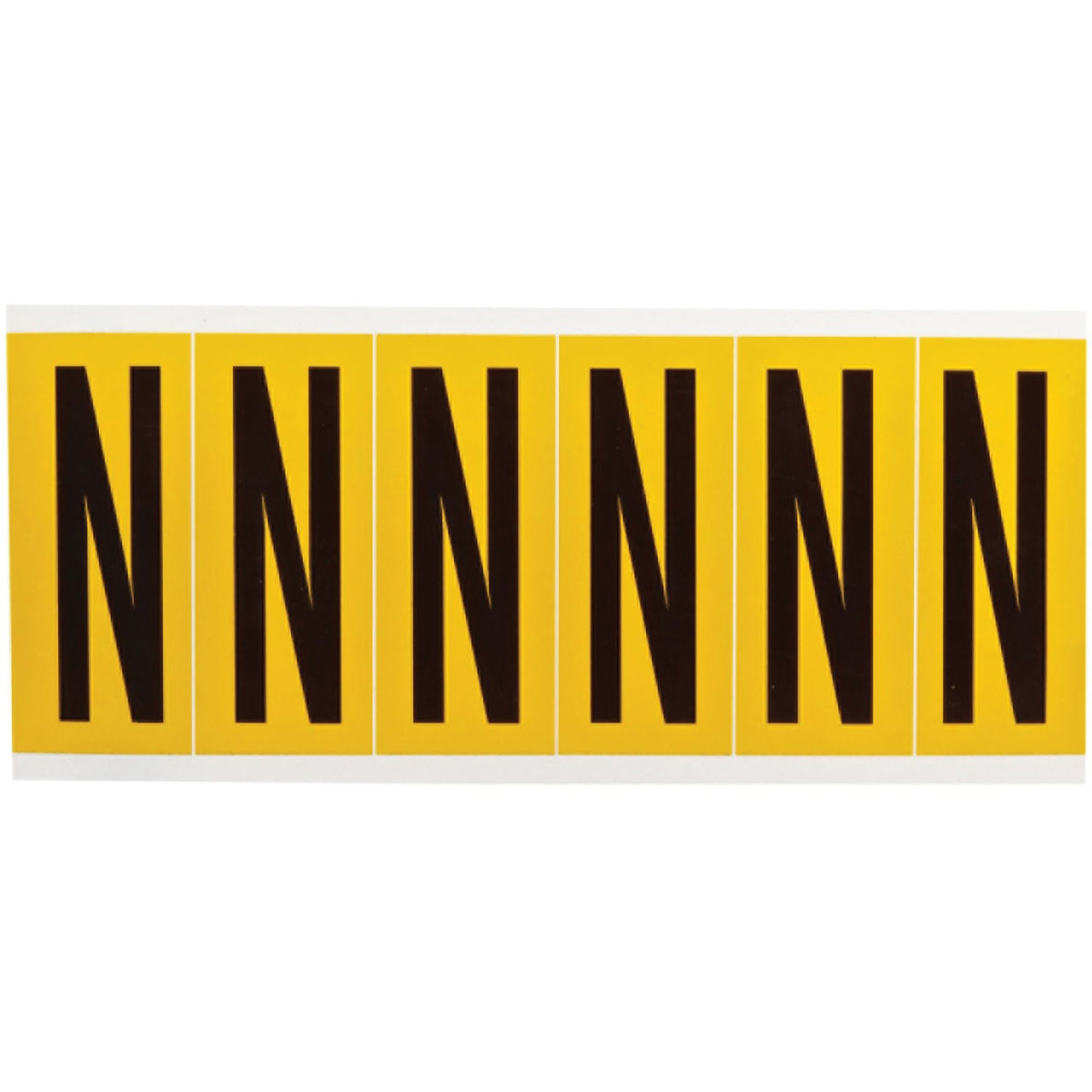 Individual Number & Letter Labels, N, 3" H, Black on Yellow