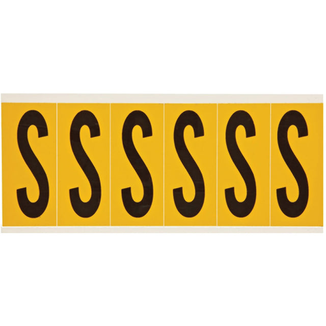 Individual Number & Letter Labels, S, 3" H, Black on Yellow
