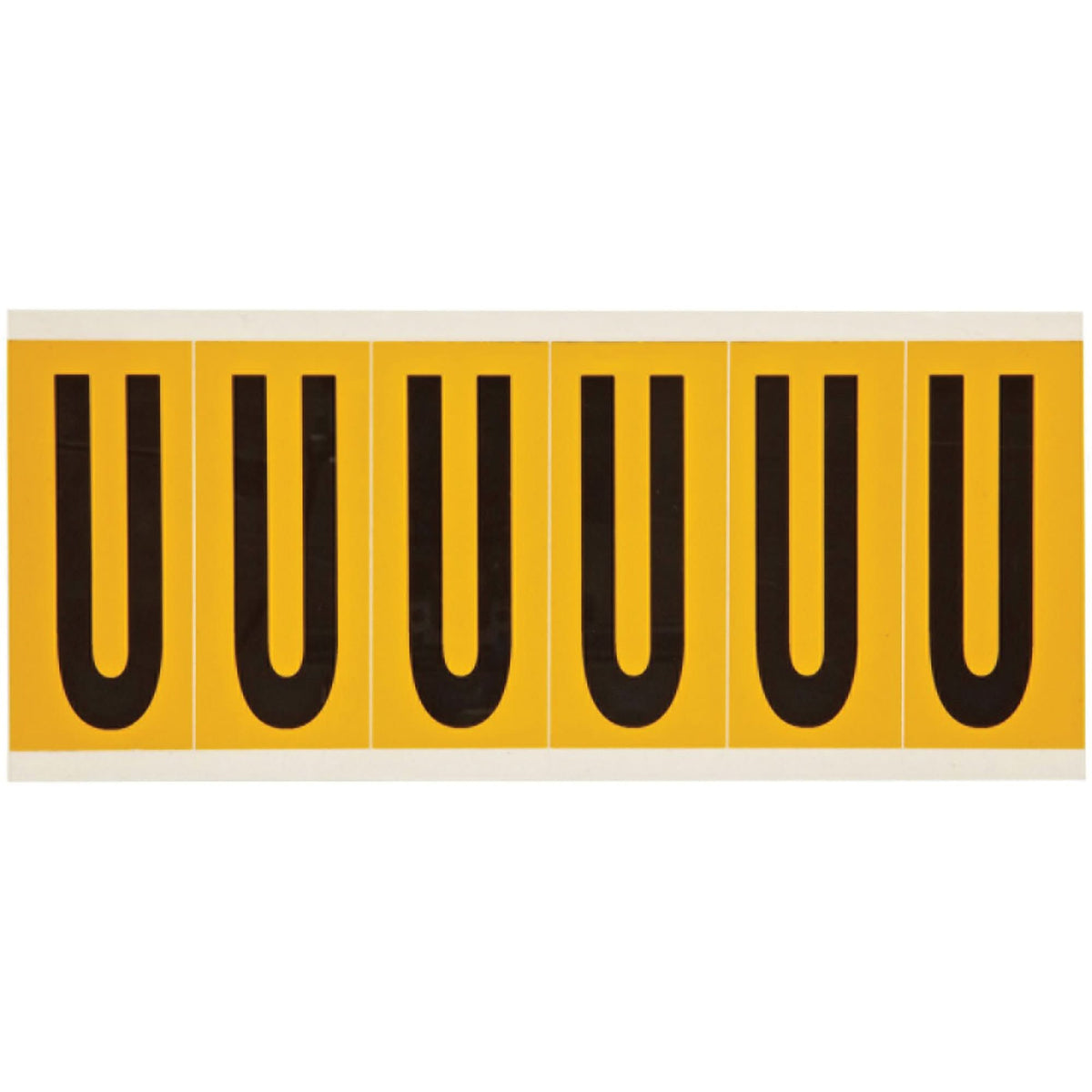 Individual Number & Letter Labels, U, 3" H, Black on Yellow