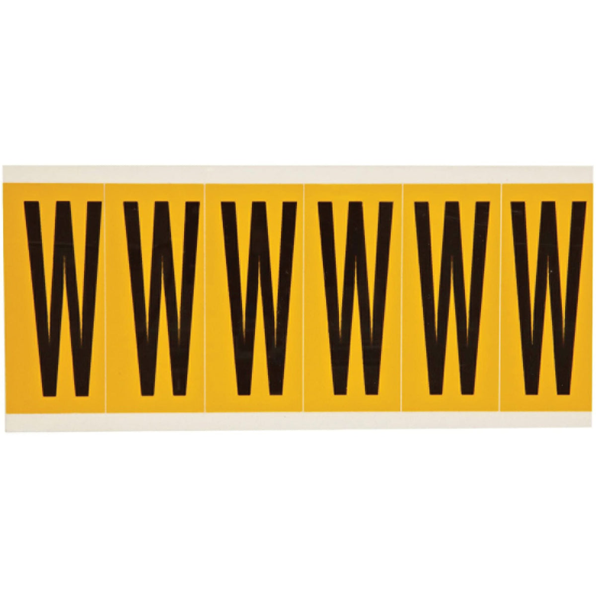 Individual Number & Letter Labels, W, 3" H, Black on Yellow