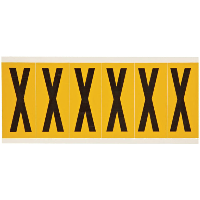 Individual Number & Letter Labels, X, 3" H, Black on Yellow