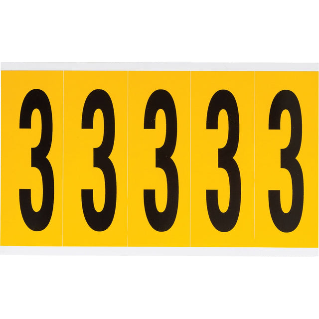 Individual Number and Letter Labels, 3, 4" H, Black on Yellow