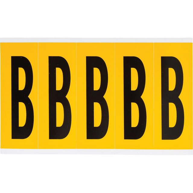 Individual Number and Letter Labels, B, 4" H, Black on Yellow
