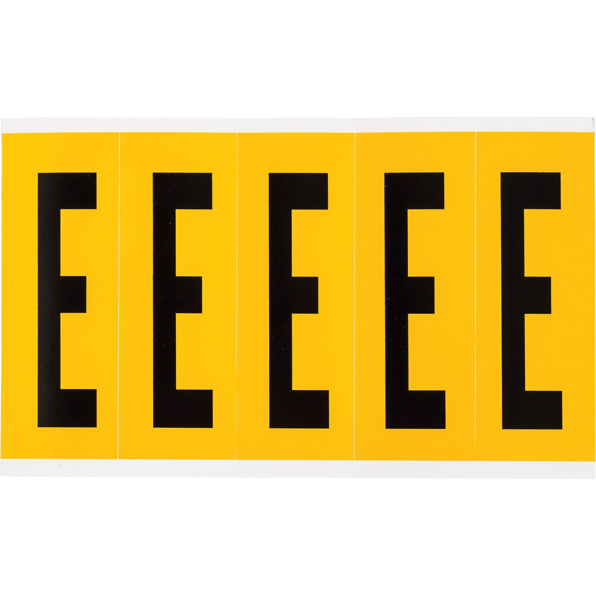 Individual Number and Letter Labels, E, 4" H, Black on Yellow