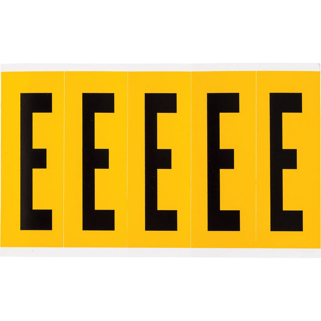 Individual Number and Letter Labels, E, 4" H, Black on Yellow