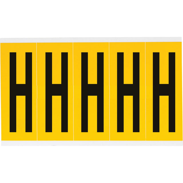 Individual Number and Letter Labels, H, 4" H, Black on Yellow