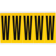 Individual Number & Letter Labels, W, 4" H, Black on Yellow
