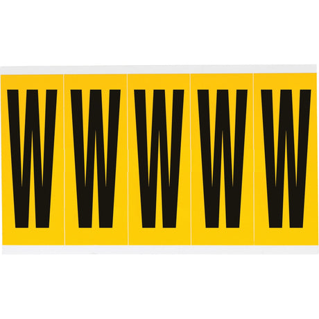 Individual Number & Letter Labels, W, 4" H, Black on Yellow