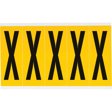 Individual Number & Letter Labels, X, 4" H, Black on Yellow