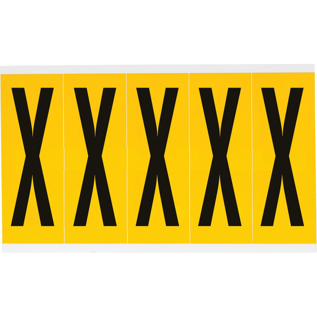 Individual Number & Letter Labels, X, 4" H, Black on Yellow