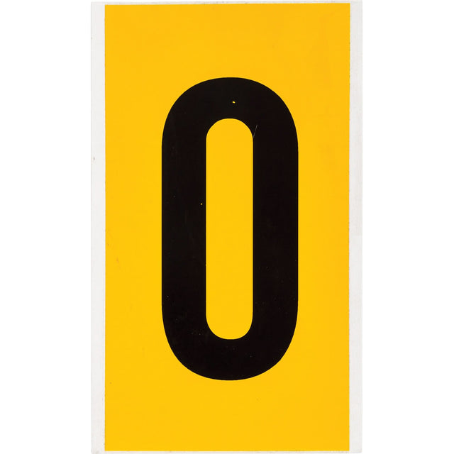 Individual Number and Letter Labels, 0, 6" H, Black on Yellow