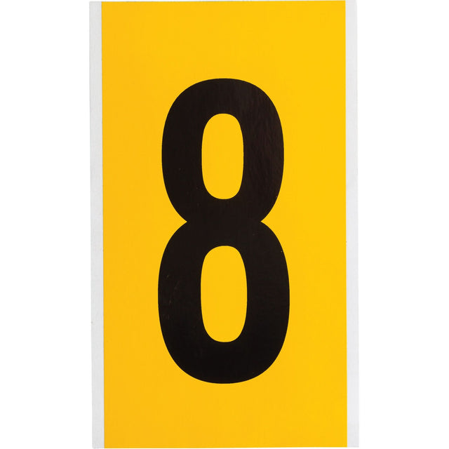 Individual Number and Letter Labels, 8, 6" H, Black on Yellow