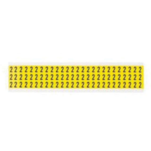 Repositionable Individual Number and Letter Labels, 2, 3/8" H, Black on Yellow