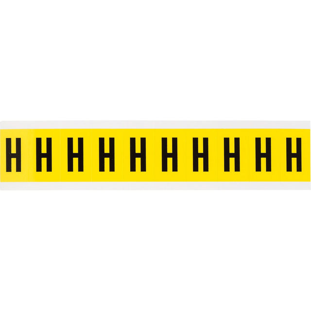 Repositionable Individual Number and Letter Labels, H, 1" H, Black on Yellow