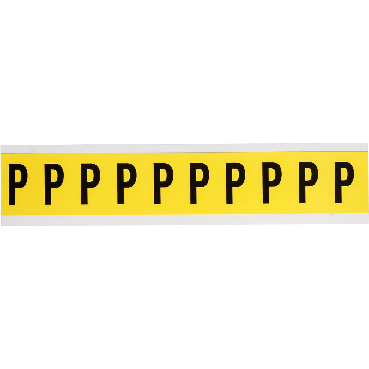 Repositionable Individual Number & Letter Labels, P, 1" H, Black on Yellow