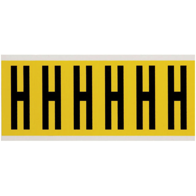 Repositionable Individual Number and Letter Labels, H, 3" H, Black on Yellow